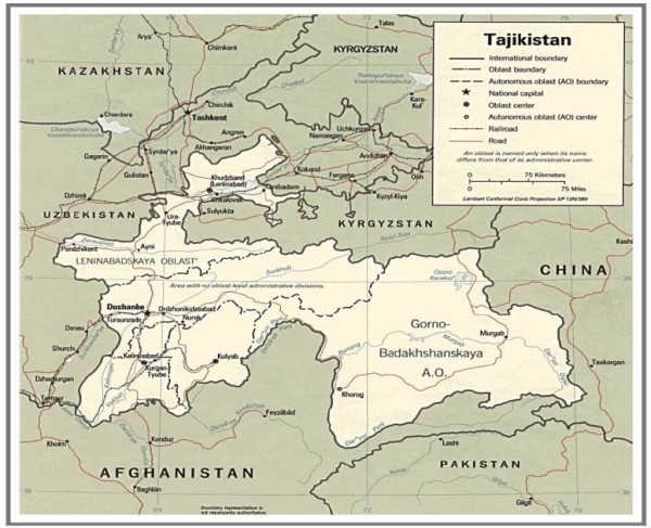 타지키스탄 영토 지도 (그림=외교부)