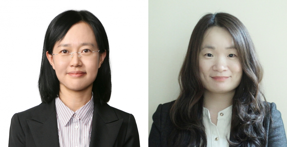자발광 QLED 연구를 ‘네이처’에 게재한 삼성전자 종합기술원 장은주 펠로우(좌), 원유호 전문연구원 (사진=삼성전자)