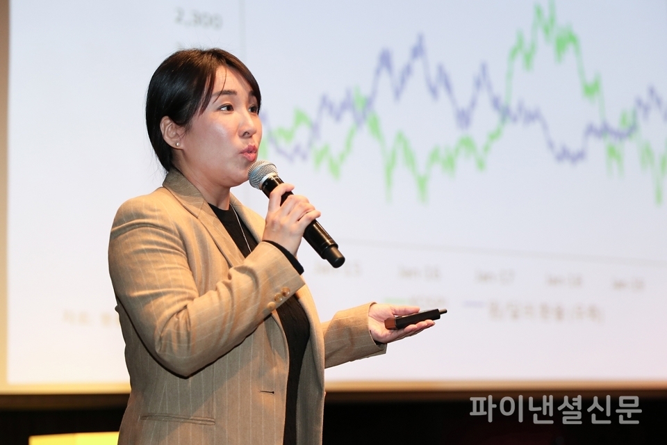 지난달 30일 서울 신라호텔에서 SC제일은행이 주최한 '2020 웰쓰케어 세미나'에서 김재은 투자전략상품부 이사대우가 올 자산관리 투자 전략을 발표하고 있다. (사진=SC제일은행)