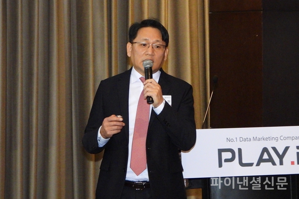 플레이디 대표이사 허욱헌 사장이 코스닥 상장을 통한 향후 성장 전략과 비전을 밝히고 있다. (사진=황병우 기자)