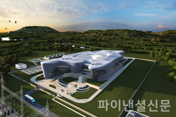 현대건설이 소형모듈원전 상용화 모델 설계에 본격 착수하며 미국서 원전사업을 가속화한다. 사진은 미 원전해체부지 오이스터 크릭에 첫 도입예정인 SMR-160 모델 조감도. (사진=현대건설)
