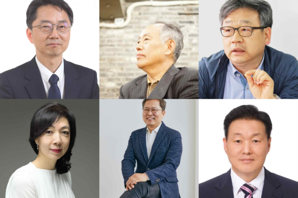 (사진 윗줄 맨 왼쪽부터 시계방향 순으로) 박준식 금융산업공익재단 신임 이사장, 추원서 상임이사, 노광표 이사, 이계문 이사, 이종익 이사, 최현자 이사 (사진=금융산업공익재단)