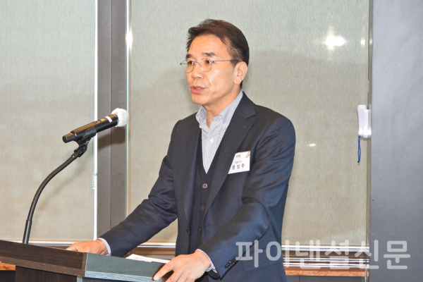 티에프이 문성주 대표가 3일 서울 영등포구 여의도 63컨벤션에서 열린 IPO 기자간담회에서 회사소개와 상장 후 계획에 대해 발표하고 있다. (사진=황병우 기자)