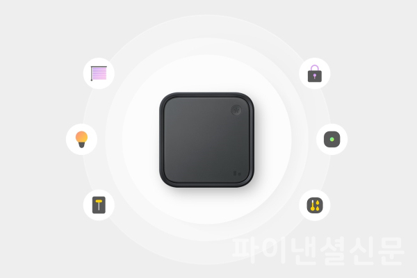 세계적 전자 전시회 CES 2023 개막을 하루 앞둔 4일(현지시간) 미국 라스베이거스 만달레이베이 호텔에서 열린 삼성 프레스 컨퍼런스에서 삼성전자가 공개한 스마트싱스 허브 '스마트싱스 스테이션(SmartThings Station)' (사진=삼성전자)