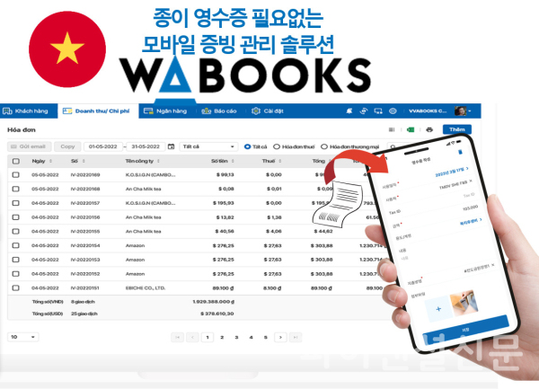 웹케시그룹이 AI경리나라의 베트남 버전인 '와북스(WABOOKS)'를 베트남에 출시했다. WABOOKS는 베트남에 진출한 국내 기업과 현지 기업을 대상으로 현지 사업장의 꼼꼼한 매입 증빙 관리를 통해 회사 경비 사용을 인정 받을 수 있도록 지원해주는 경리 업무 솔루션이다. (사진=웹케시그룹)