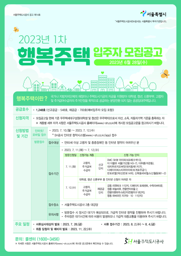 SH공사 2023년 1차 행복주택 입주자 모집공고 포스터 (사진=SH공사)