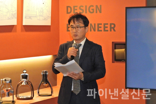 코디아 안정필 대표이사가 인사말과 회사 소개를 하고 있다. (사진=황병우 기자)