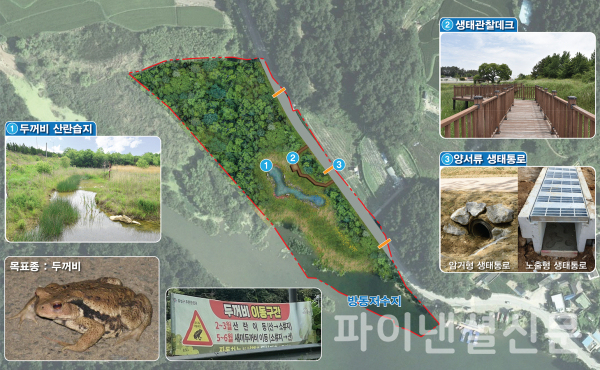 대전 유성구 방동저수지의 두꺼비로드킬 저감 및 생태개선사업 모습 (사진=농어촌공사)
