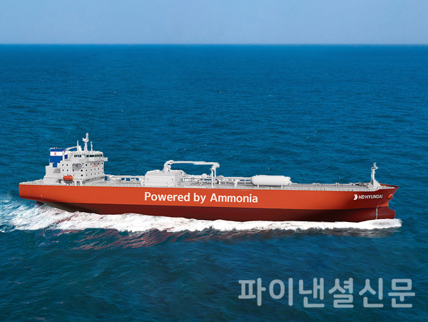 현대미포조선이 개발한 암모니아 추진 4만 5천cbm급 중형 LPG운반선. (사진=HD한국조선해양)