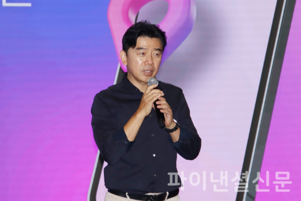 23일 서울 을지로 SKT타워에서 열린 티맵 기자간담회에서 티맵모빌리티 이종호 대표가 인사말을 하고 있다. (사진=황병우 기자)