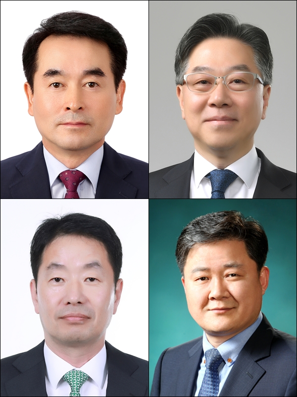 (왼쪽 위부터 시계방향) 김재을 HD현대삼호 사장, 송명준 HD현대오일뱅크 사장, 정임주 HD현대오일뱅크 부사장, 김영기 HD현대일렉트릭 사장 (사진=HD현대)
