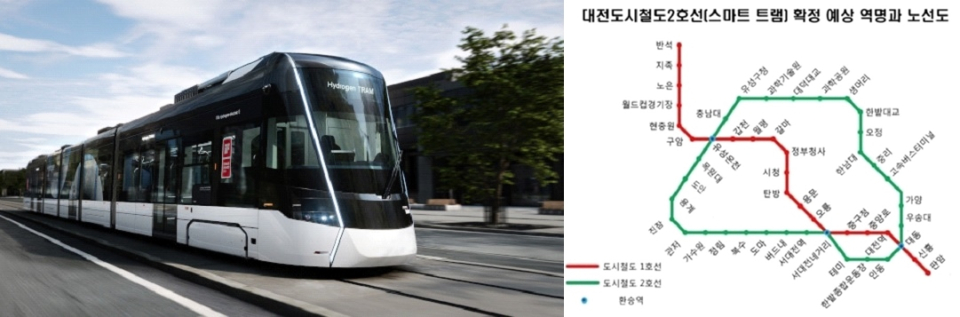 대전 도시철도 2호선으로 들어서게 될 수소트램 예상도(대전시 제공)
