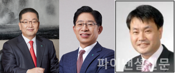 (사진 맨 왼쪽부터) 이호성 하나은행장 후보자, 강성묵 하나증권 사장 후보자, 성영수 하나카드 사장 후보자 (사진=하나금융그룹)