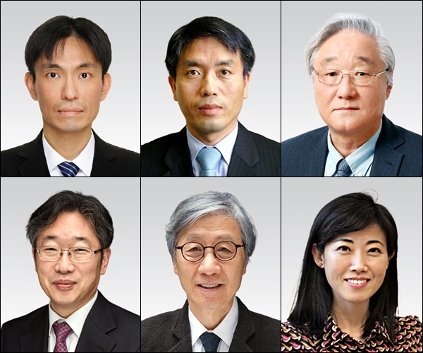 2025 삼성호암상을 수상하는 6명의 모습. (왼쪽 위부터 시계방향) 과학상 물리∙수학부문 신석우 美 UC버클리 교수, 과학상 화학∙생명과학부문 정종경 서울대 교수, 공학상 김승우 KAIST 명예교수, 의학상 글로리아 최 美 MIT 교수, 예술상 구본창 사진작가, 사회봉사상 김동해 사단법인 비전케어 이사장 (사진=호암재단)