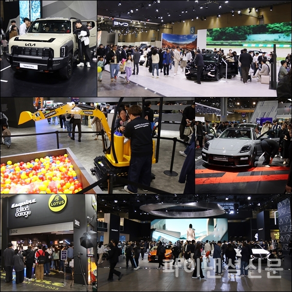 주말인 12일과 13일 양일간 2025 서울모빌리티쇼에 방문한 관람객들이 참가기업 부스에서 다양한 체험을 하는 모습. (사진=황병우 기자)