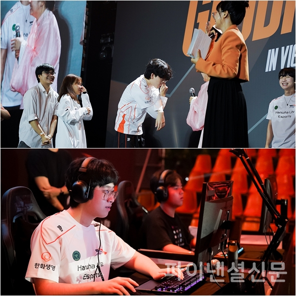 (위)팬들과 함께 액션 퀴즈를 함께하는 바이퍼 박도현 / (아래) 2vs2 팬매치에 참가한 제우스 최우제 (사진=HLE)
