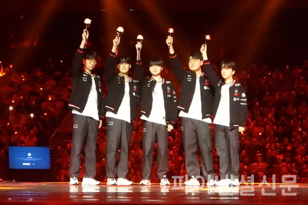 2025 LCK 로드쇼의 일환으로 진행된 T1 홈그라운드에서 연승을 달린 T1 (사진=황병우 기자)