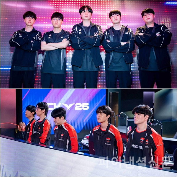 새터데이 쇼다운에서 맞대결을 하게 되는 kt 롤스터(위)와 농심 레드포스(아래) (사진=LCK)