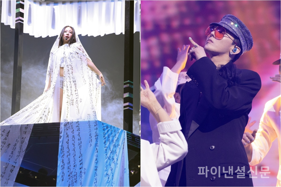 MMA2025에서 제니(왼쪽)와 지드래곤(오른쪽)이 각각 공연하는 모습. (사진=멜론)