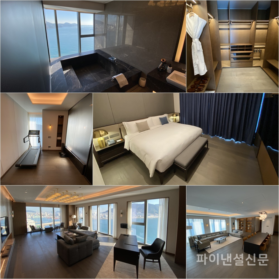 윈덤 그랜드 부산 호텔 최상층 '윈덤 그랜드 스위트(Wyndham Grand Suite) ' 객실 모습 (사진=황병우 기자)