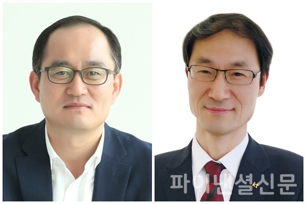 KT 2021년 인사에서 승진한 Customer부문장 강국현 사장(왼쪽)과 경영기획부문장 박종욱 사장(왼쪽) (사진=KT)